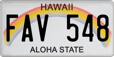 HI license plate FAV548