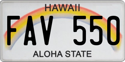 HI license plate FAV550