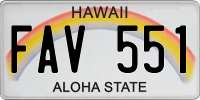 HI license plate FAV551