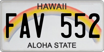 HI license plate FAV552