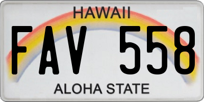 HI license plate FAV558