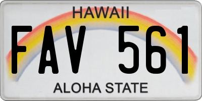 HI license plate FAV561