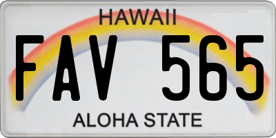 HI license plate FAV565