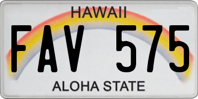 HI license plate FAV575