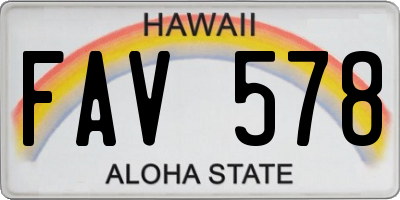 HI license plate FAV578