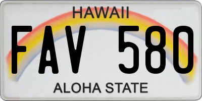HI license plate FAV580