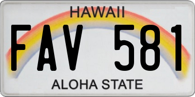 HI license plate FAV581