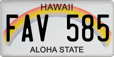 HI license plate FAV585