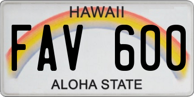HI license plate FAV600