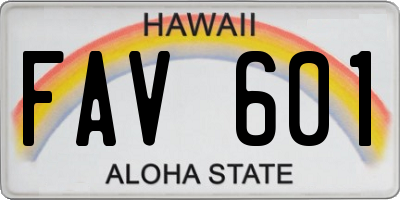 HI license plate FAV601