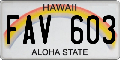 HI license plate FAV603