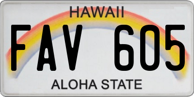 HI license plate FAV605