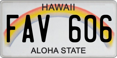HI license plate FAV606