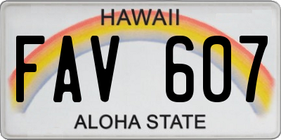 HI license plate FAV607