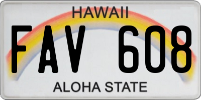 HI license plate FAV608