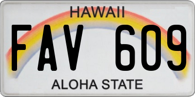 HI license plate FAV609