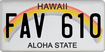 HI license plate FAV610