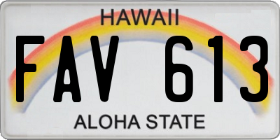 HI license plate FAV613