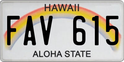 HI license plate FAV615