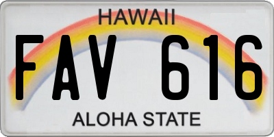 HI license plate FAV616