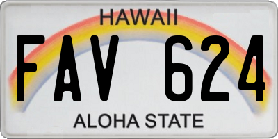 HI license plate FAV624