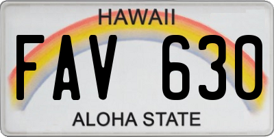 HI license plate FAV630