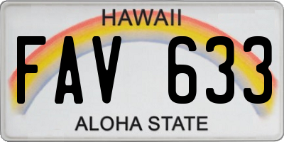 HI license plate FAV633