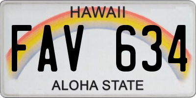 HI license plate FAV634