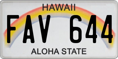 HI license plate FAV644