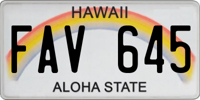 HI license plate FAV645
