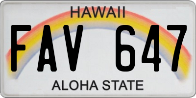 HI license plate FAV647