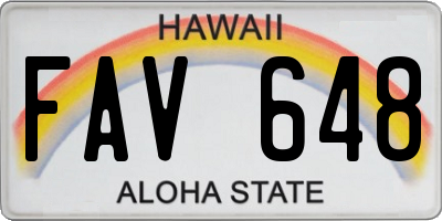HI license plate FAV648