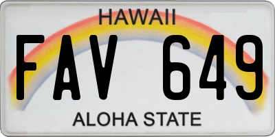 HI license plate FAV649