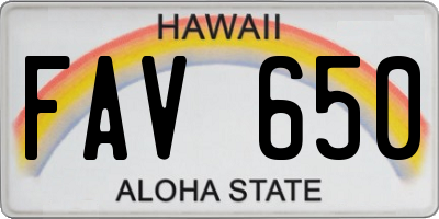 HI license plate FAV650