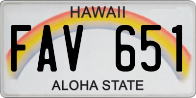 HI license plate FAV651