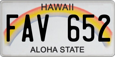 HI license plate FAV652