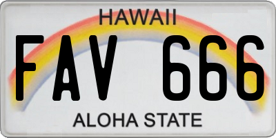 HI license plate FAV666