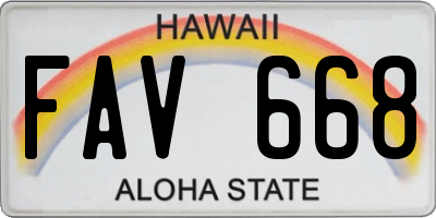 HI license plate FAV668