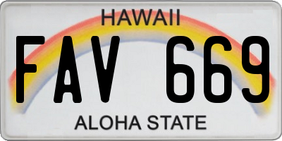 HI license plate FAV669
