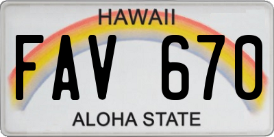 HI license plate FAV670