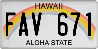 HI license plate FAV671