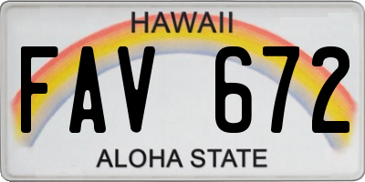 HI license plate FAV672