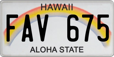 HI license plate FAV675