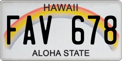 HI license plate FAV678