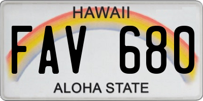 HI license plate FAV680