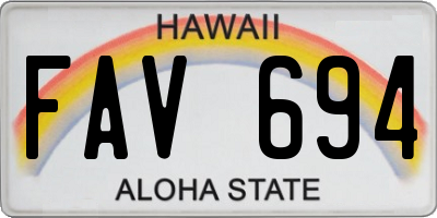 HI license plate FAV694