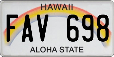 HI license plate FAV698