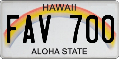 HI license plate FAV700