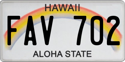 HI license plate FAV702