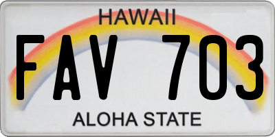 HI license plate FAV703